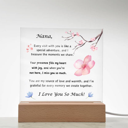 Acrylic Plaque with Optional LED Nightlight -Gift for Nana