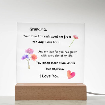 Acrylic Plaque with Optional LED Nightlight - Gift Grandma