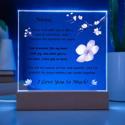 Acrylic Plaque with Optional LED Nightlight -Gift for Nana