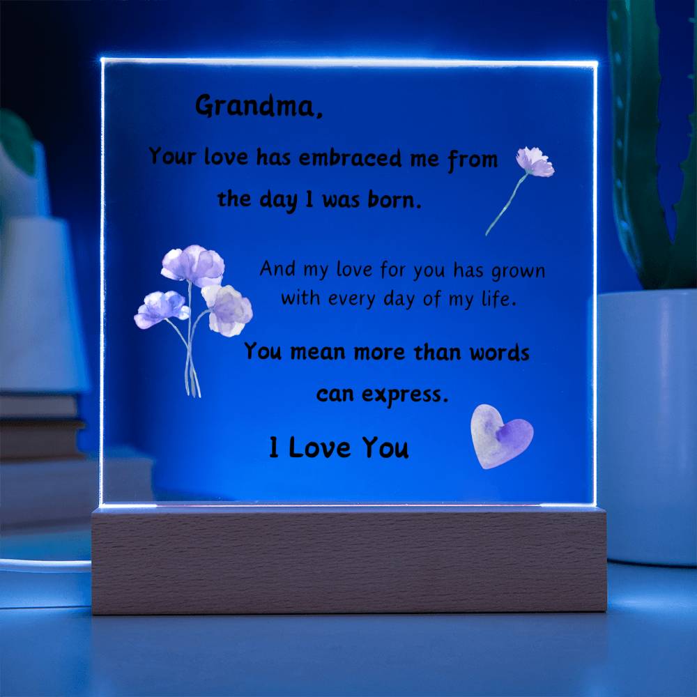 Acrylic Plaque with Optional LED Nightlight - Gift Grandma