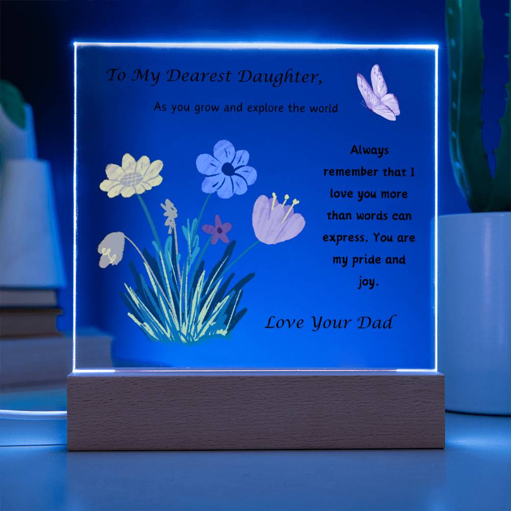 Acrylic Plaque option for LED Base - Gift for Daughter from Dad