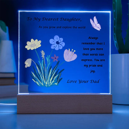 Acrylic Plaque option for LED Base - Gift for Daughter from Dad