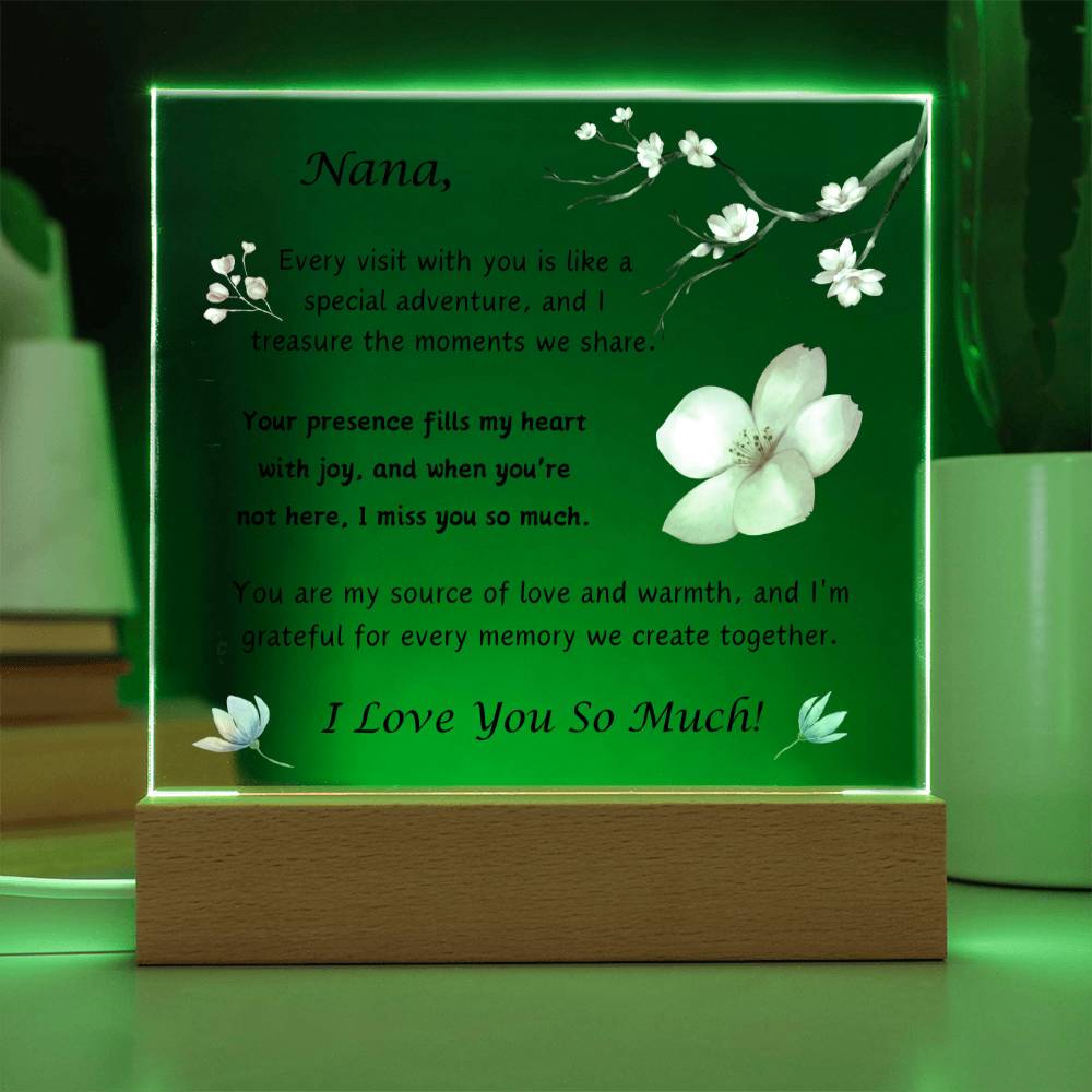 Acrylic Plaque with Optional LED Nightlight -Gift for Nana