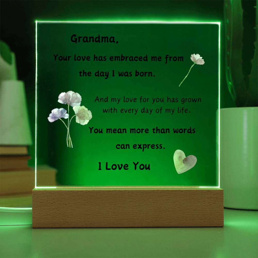 Acrylic Plaque with Optional LED Nightlight - Gift Grandma