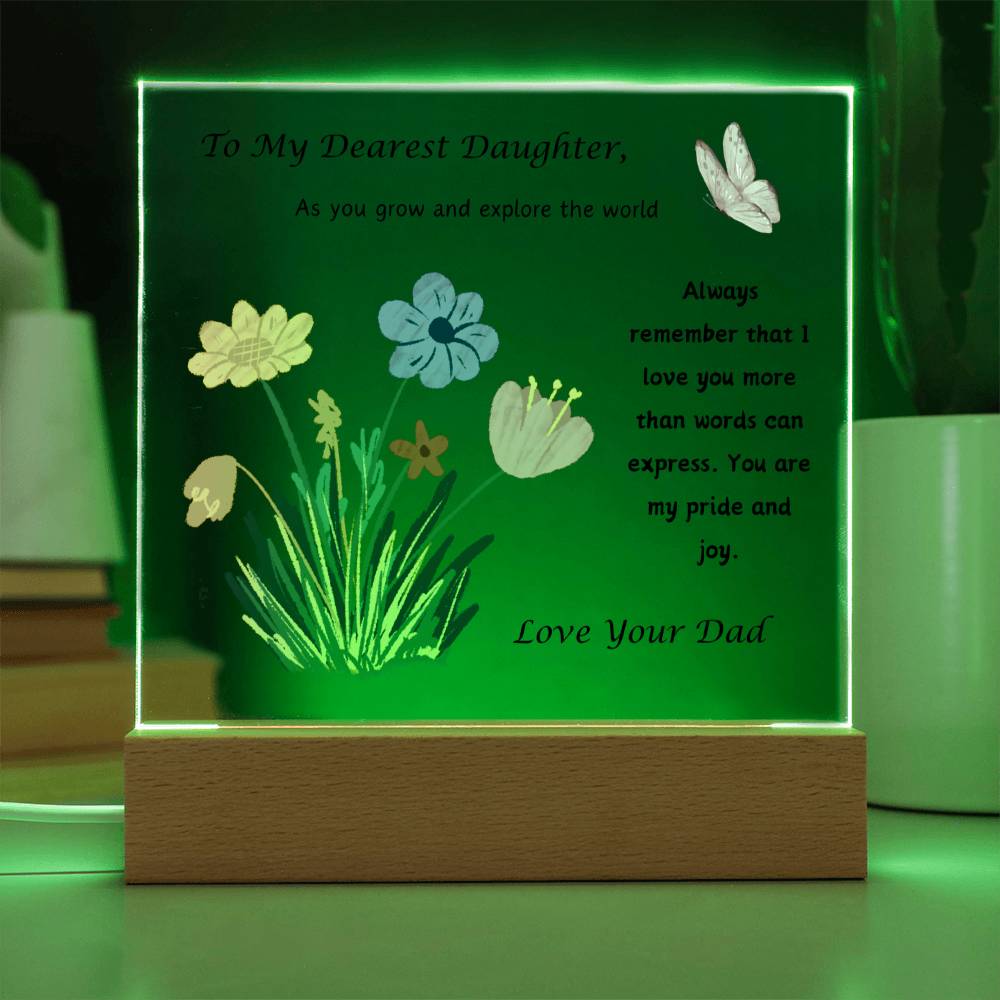 Acrylic Plaque option for LED Base - Gift for Daughter from Dad