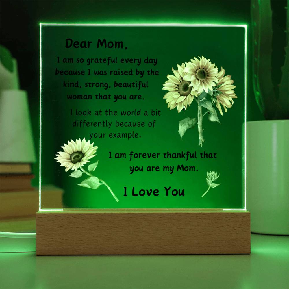 Acrylic Plaque option for LED Base - Gift Mom