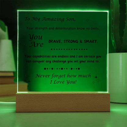 Acrylic Plaque with Optional LED Nightlight -Gift for Son