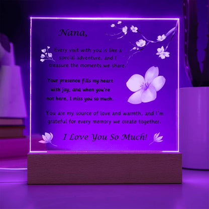 Acrylic Plaque with Optional LED Nightlight -Gift for Nana