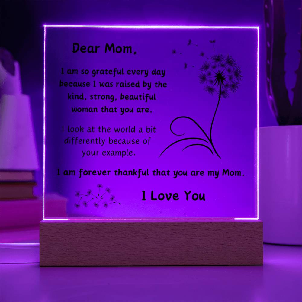 Acrylic Plaque option for LED Base - Gift Mom