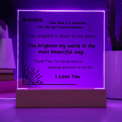 Acrylic Plaque with Optional LED Nightlight - Gift Grandpa