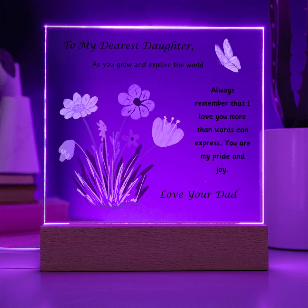 Acrylic Plaque option for LED Base - Gift for Daughter from Dad