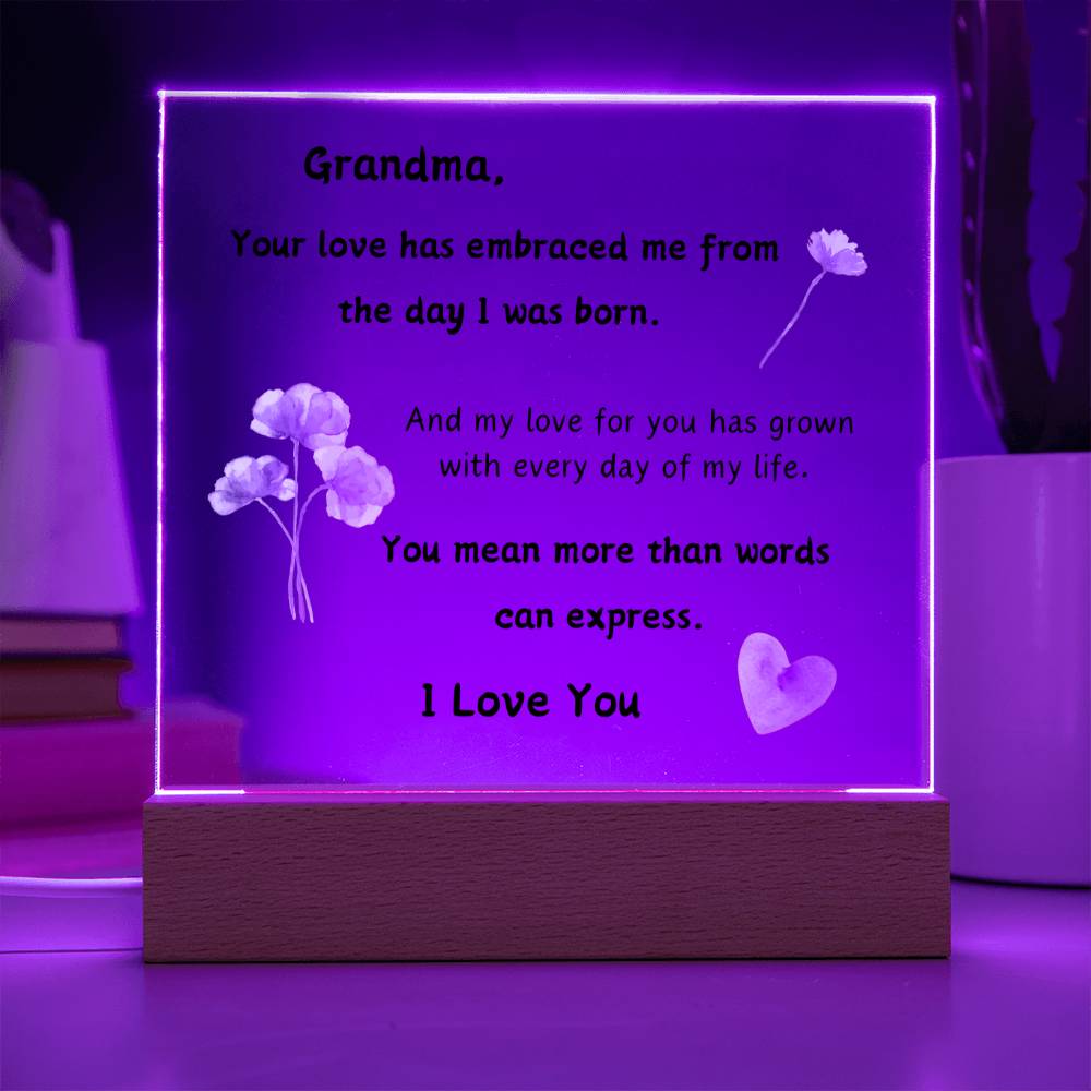 Acrylic Plaque with Optional LED Nightlight - Gift Grandma