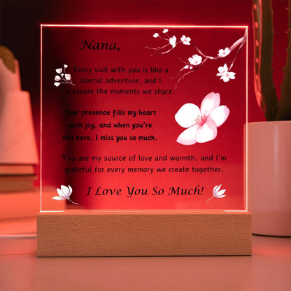 Acrylic Plaque with Optional LED Nightlight -Gift for Nana