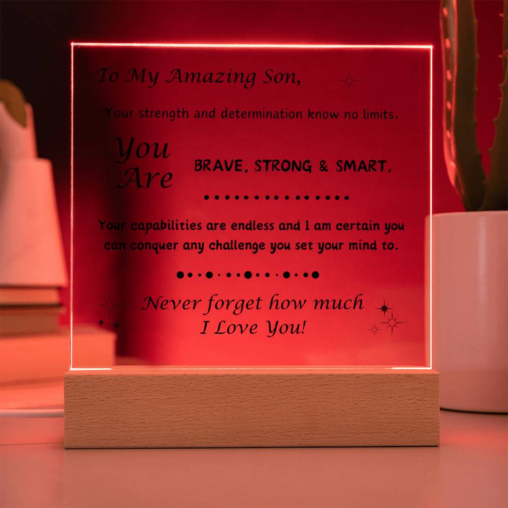 Acrylic Plaque with Optional LED Nightlight -Gift for Son