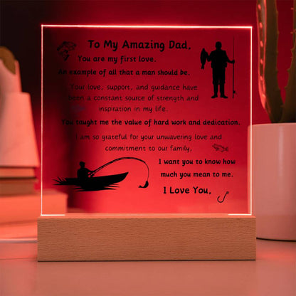 Acrylic Plaque with Optional LED Nightlight - Gift Dad