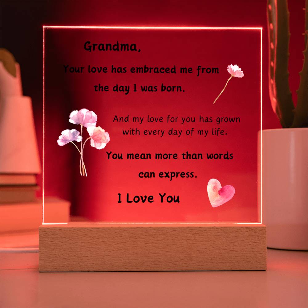 Acrylic Plaque with Optional LED Nightlight - Gift Grandma