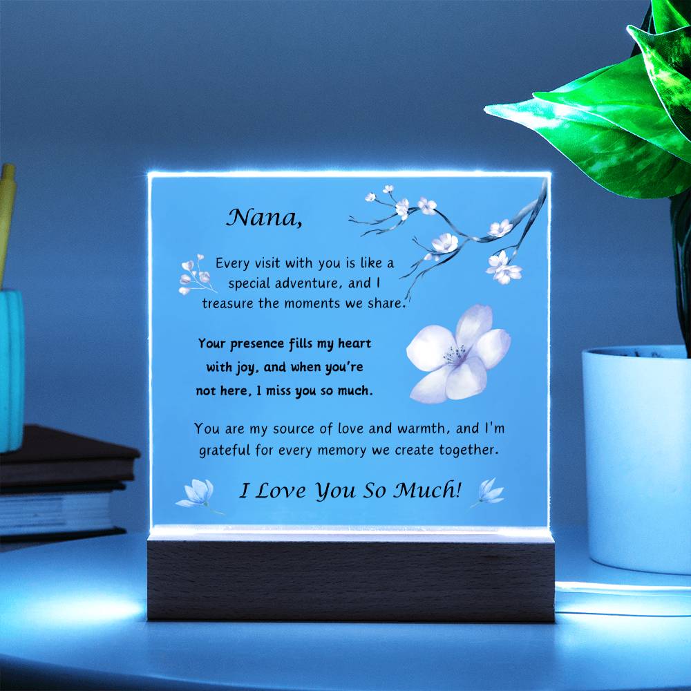 Acrylic Plaque with Optional LED Nightlight -Gift for Nana