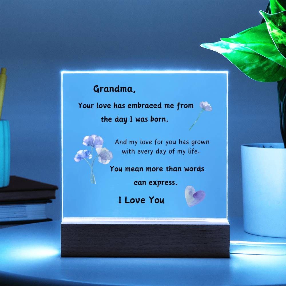 Acrylic Plaque with Optional LED Nightlight - Gift Grandma