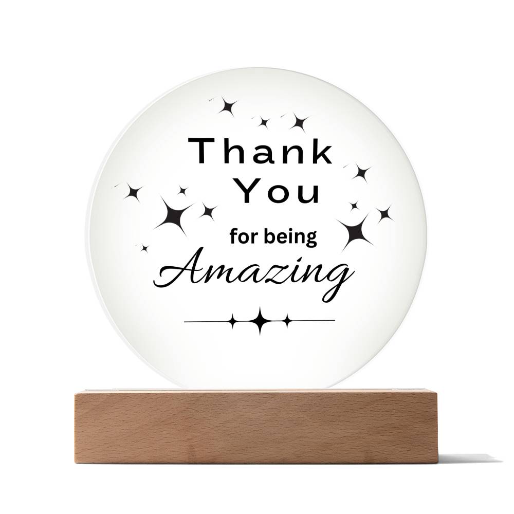 Acrylic Circle Plaque with Optional LED Nightlight -Gift for Friend, Coworker, Boss