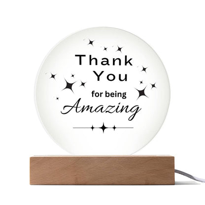 Acrylic Circle Plaque with Optional LED Nightlight -Gift for Friend, Coworker, Boss