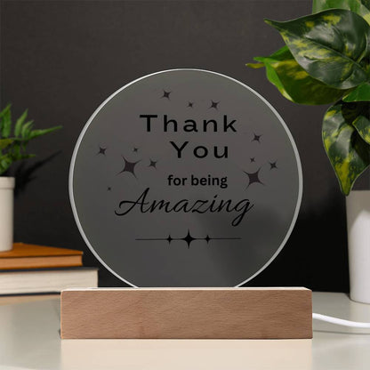 Acrylic Circle Plaque with Optional LED Nightlight -Gift for Friend, Coworker, Boss