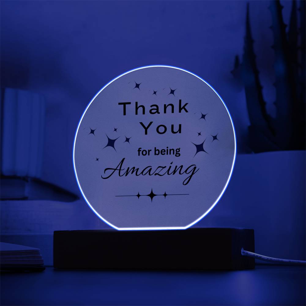 Acrylic Circle Plaque with Optional LED Nightlight -Gift for Friend, Coworker, Boss