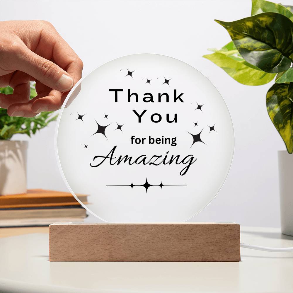 Acrylic Circle Plaque with Optional LED Nightlight -Gift for Friend, Coworker, Boss