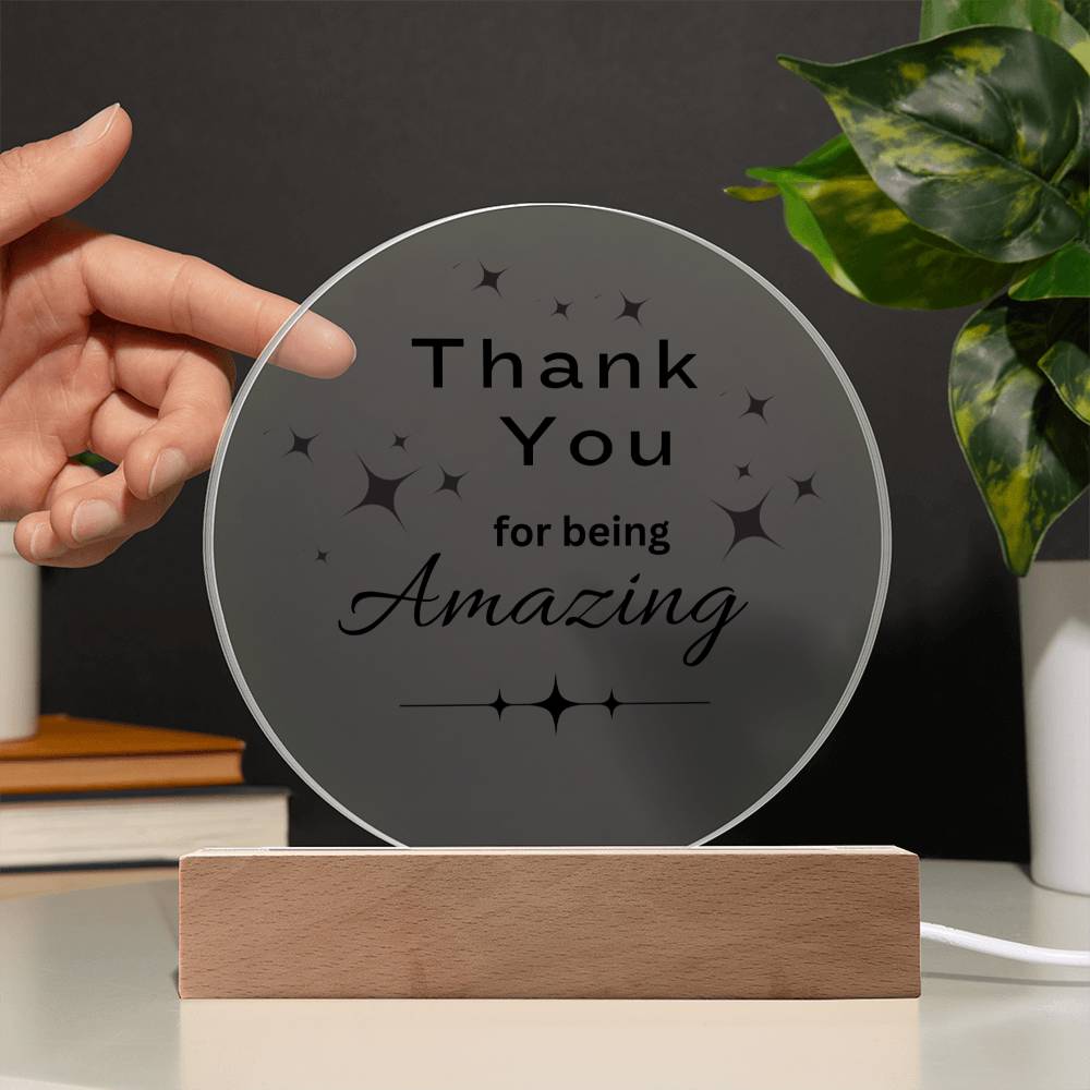 Acrylic Circle Plaque with Optional LED Nightlight -Gift for Friend, Coworker, Boss