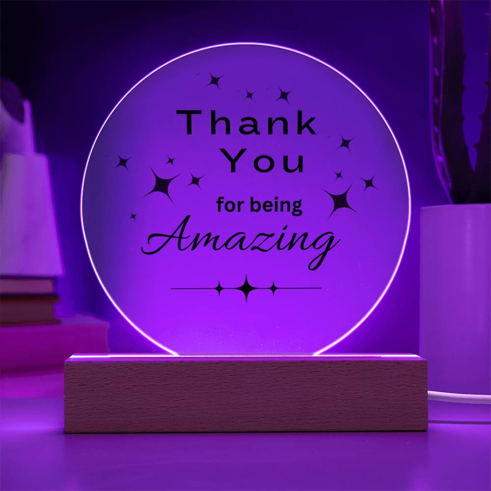 Acrylic Circle Plaque with Optional LED Nightlight -Gift for Friend, Coworker, Boss