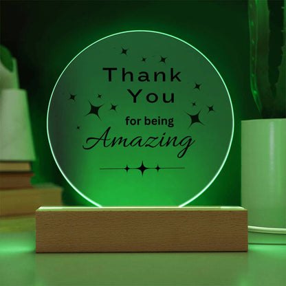 Acrylic Circle Plaque with Optional LED Nightlight -Gift for Friend, Coworker, Boss