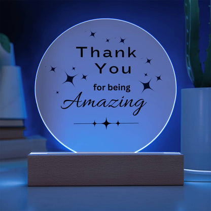 Acrylic Circle Plaque with Optional LED Nightlight -Gift for Friend, Coworker, Boss