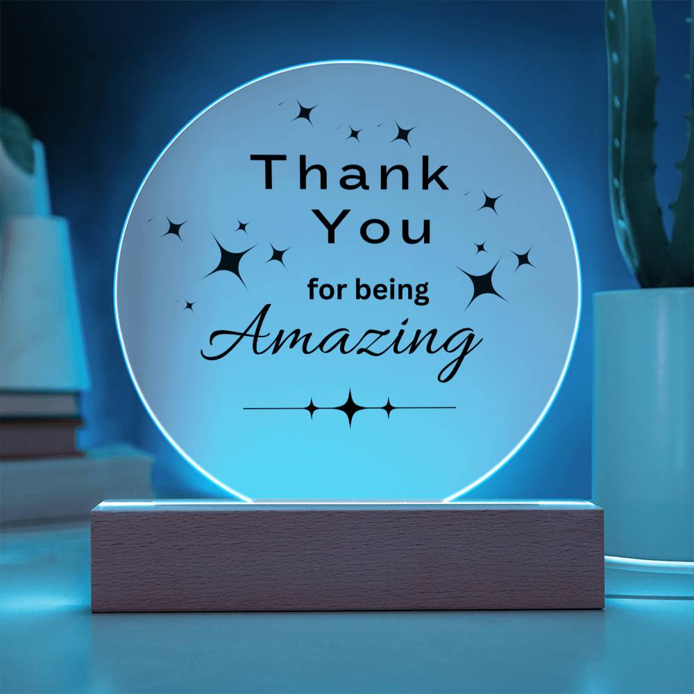 Acrylic Circle Plaque with Optional LED Nightlight -Gift for Friend, Coworker, Boss