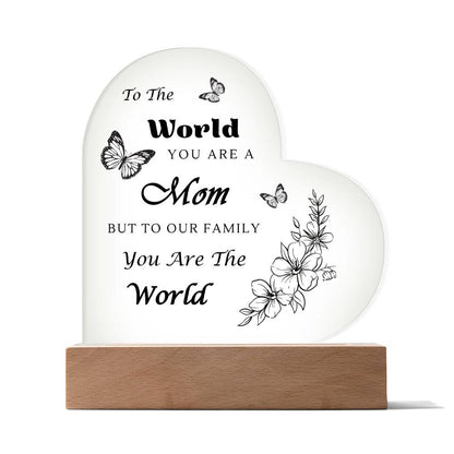 Acrylic Heart Plaque with Optional LED Nightlight -Gift for Mom