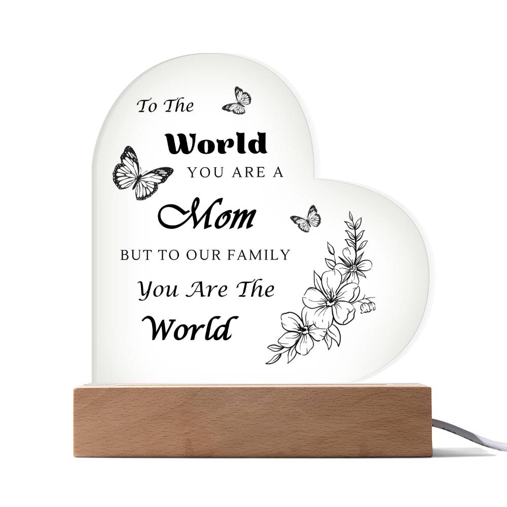 Acrylic Heart Plaque with Optional LED Nightlight -Gift for Mom