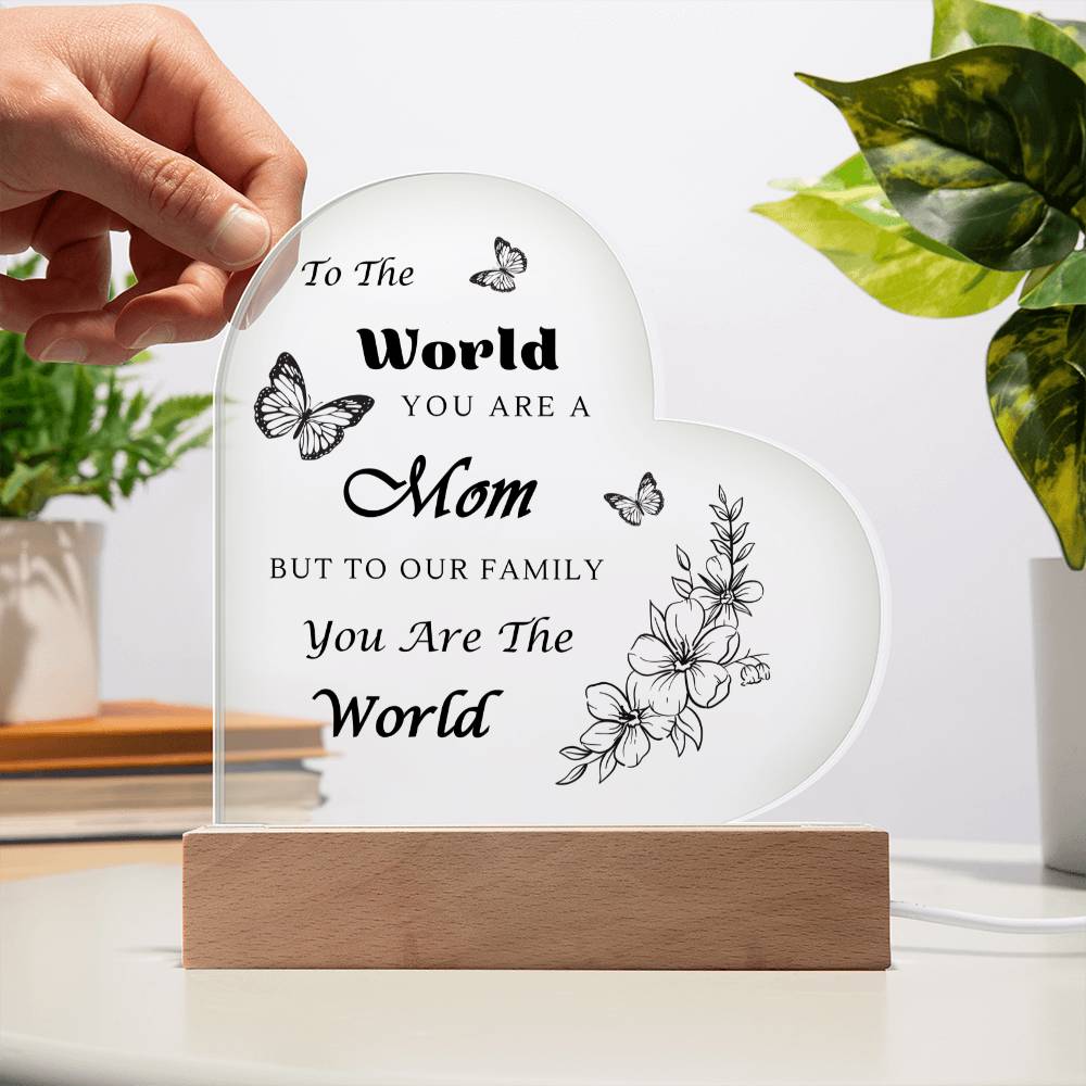 Acrylic Heart Plaque with Optional LED Nightlight -Gift for Mom