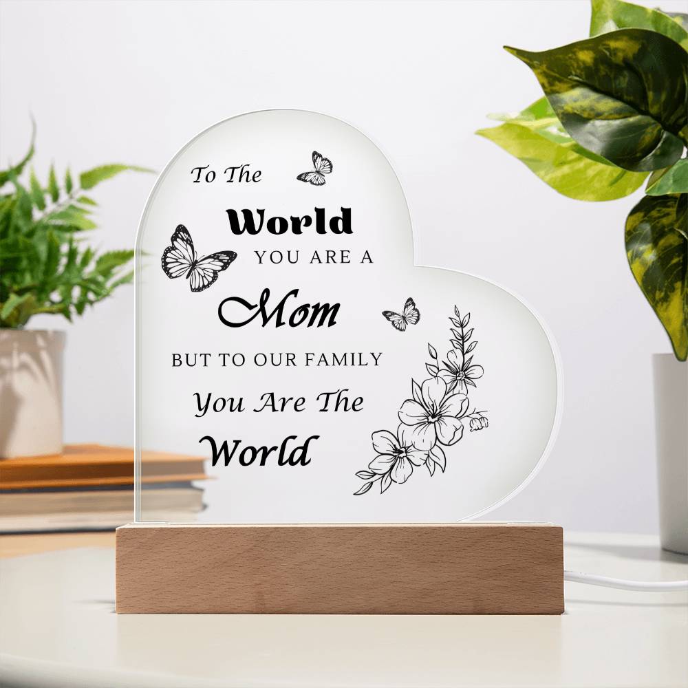 Acrylic Heart Plaque with Optional LED Nightlight -Gift for Mom