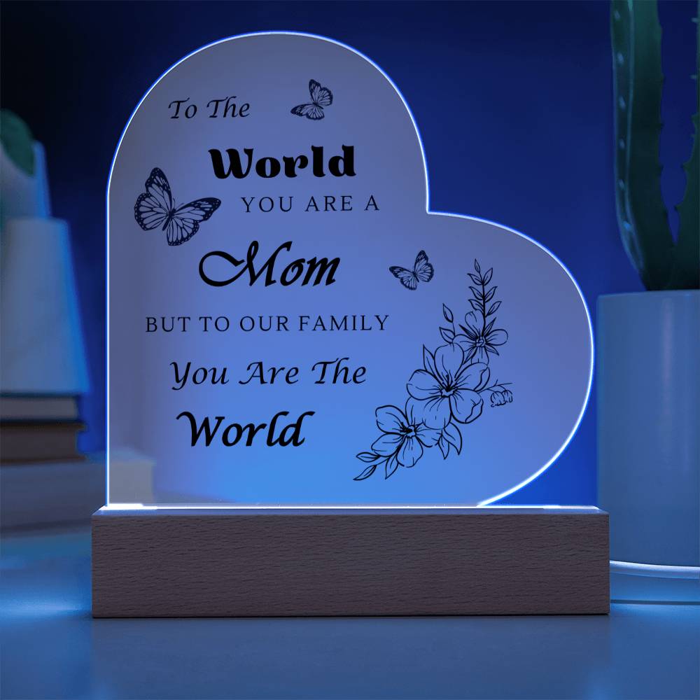 Acrylic Heart Plaque with Optional LED Nightlight -Gift for Mom