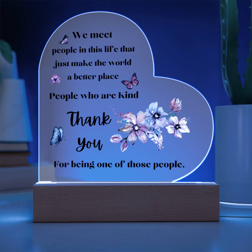 Acrylic Heart Plaque with Optional LED Nightlight -Gift for Friend, Coworker, Boss