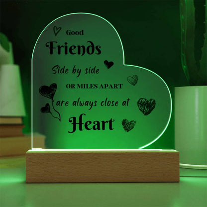 Acrylic Heart Plaque with Optional LED Nightlight -Friends