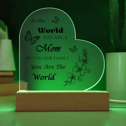 Acrylic Heart Plaque with Optional LED Nightlight -Gift for Mom