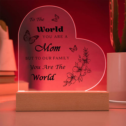 Acrylic Heart Plaque with Optional LED Nightlight -Gift for Mom