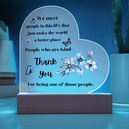 Acrylic Heart Plaque with Optional LED Nightlight -Gift for Friend, Coworker, Boss