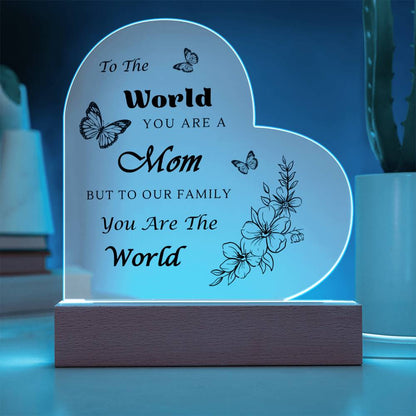 Acrylic Heart Plaque with Optional LED Nightlight -Gift for Mom